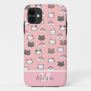 Case-Mate iPhone Case Chats mignons et Monogramme arc-en-ciel