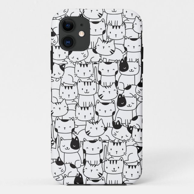 Coques Case-Mate iPhone Chats mignons noirs et blancs (Dos)