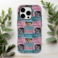Chats mignons Tricot bleu rose Fille