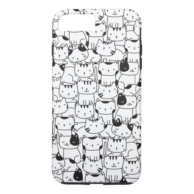 Coques Case-Mate iPhone Chats noirs et blancs mignons (Dos)
