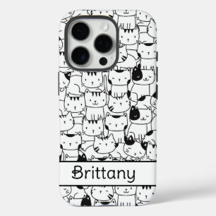 Coques iPhone 16 Pro Chats noirs et blancs mignons