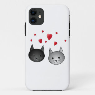 Case-Mate iPhone Case Chats noirs et gris mignons, avec des coeurs