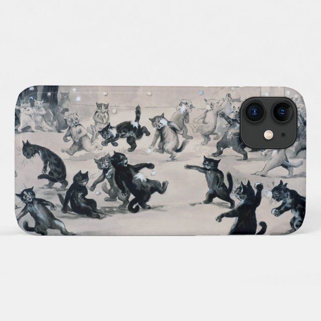 Coques Case-Mate iPhone Chats Snowball Combat, Louis Wain (Dos (Horizontal))