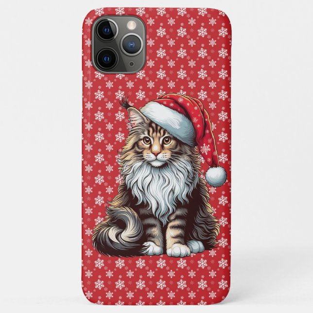 Coques Case-Mate iPhone Chatte à coon du Maine de Noël, chatte à coon du M (Dos)