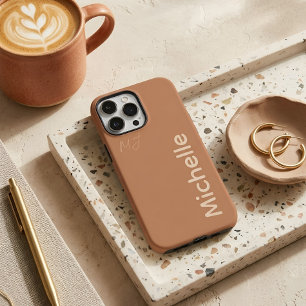 Coques iPhone 16 Pro Max Chaud nom personnalisé Terracotta & Beige Esthétiq