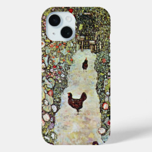 Coque Pour iPhone 15 Chemin de jardin avec poulets, Gustav Klimt, Art N