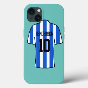 Case-Mate iPhone Case Chemise de football en bandes bleues avec nom et n