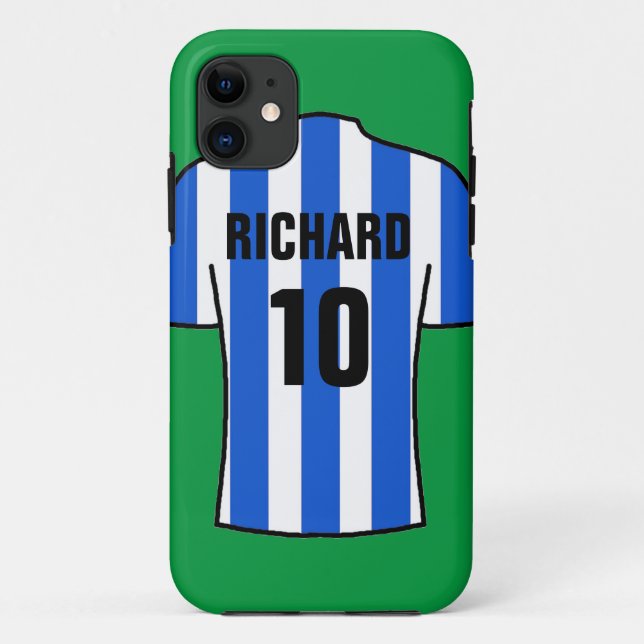 Coques Case-Mate iPhone Chemise de football en Bleu & Blancs (Dos)