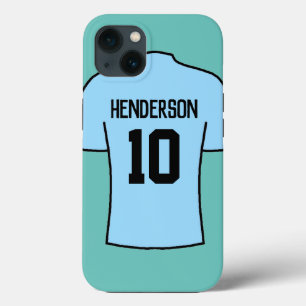 Case-Mate iPhone Case Chemise de football en bleu clair avec nom et numé