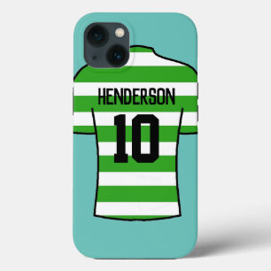 Case-Mate iPhone Case Chemise de football en cerceaux verts avec nom et 