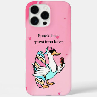 Coques iPhone 16 Pro Max Chemise Snack First, Questions Later | Canard Cool