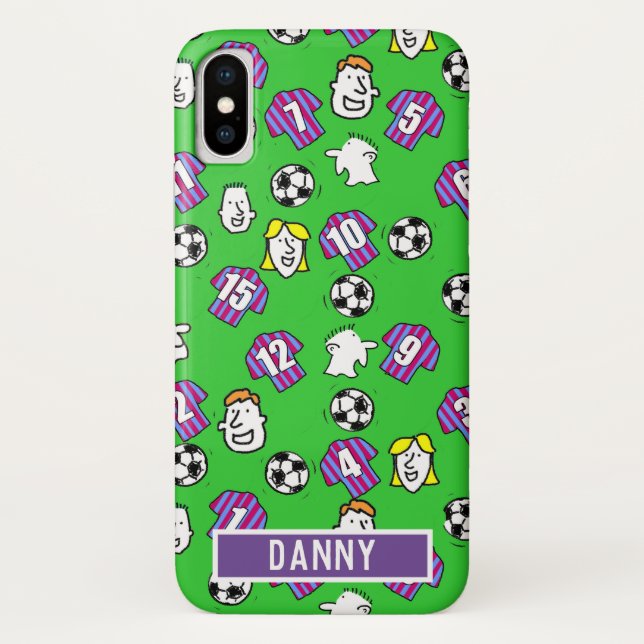 Coques Case-Mate iPhone Chemises de football Claret Bleu Design. (Dos)