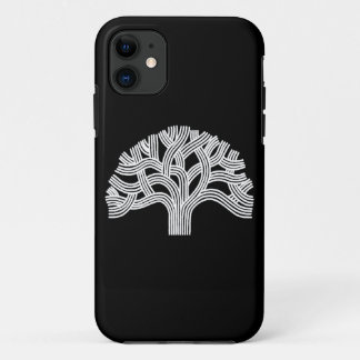 Coque iPhone 11 Chêne blanc d'Oakland sur le noir