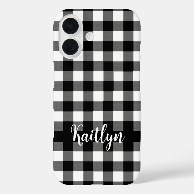 Coques Case-Mate iPhone Chèque de bison noir Plaid personnalisé (Verso)