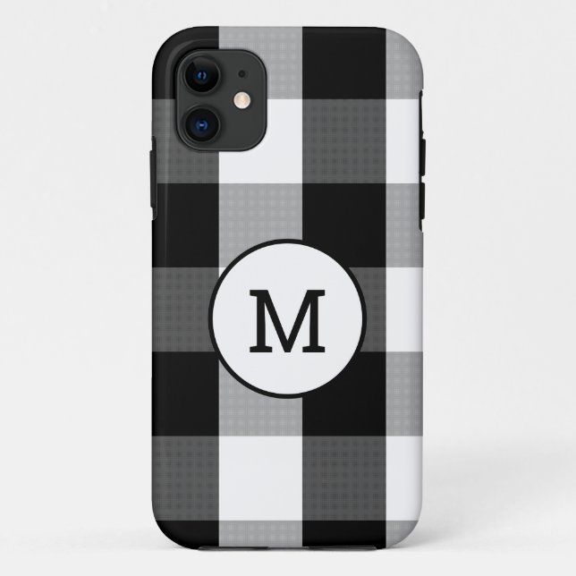 Coques Case-Mate iPhone Chèque de buffle avec monogramme (Dos)
