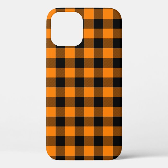 Coques Case-Mate iPhone Chèque de buffle noir et orange (Verso)