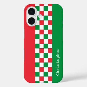 Coques iPhone 16 Chèques de course italiens modernes personnalisés