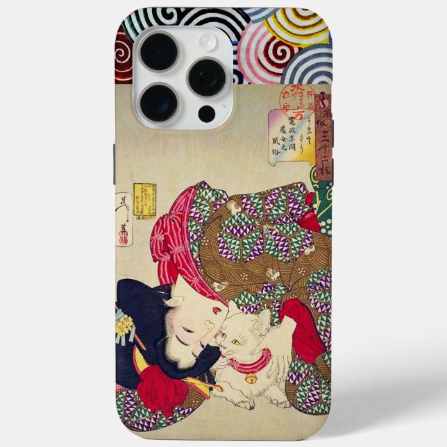 COQUES Case-Mate iPhone CHERCHANT LE TIRESOME, FEMME JAPONAISE AVEC CHAT B (Verso)