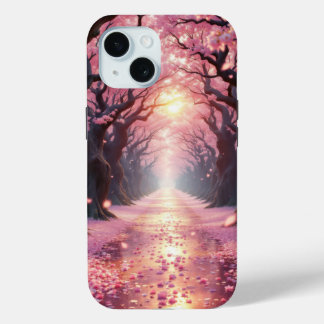 Coque Pour iPhone 15 Cherry Blossom Dreams: The Path of Pink Light