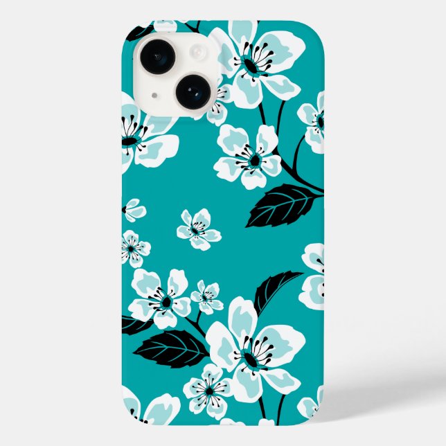 COQUES Case-Mate iPhone CHERRY BLOSSOM - SAKURA (TURQUOISE) (Verso)