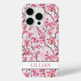 Coque iPhone 15 Pro Cherry Blossoms Sakura Monogrammed
