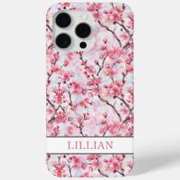 Coque iPhone 15 Pro Max Cherry Blossoms Sakura Monogrammed