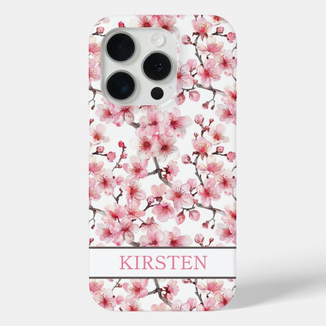 Coques Case-Mate iPhone Cherry Blossoms Sakura Pattern Monogrammed (Verso)