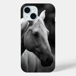 Coque Pour iPhone 15 Cheval blanc noir
