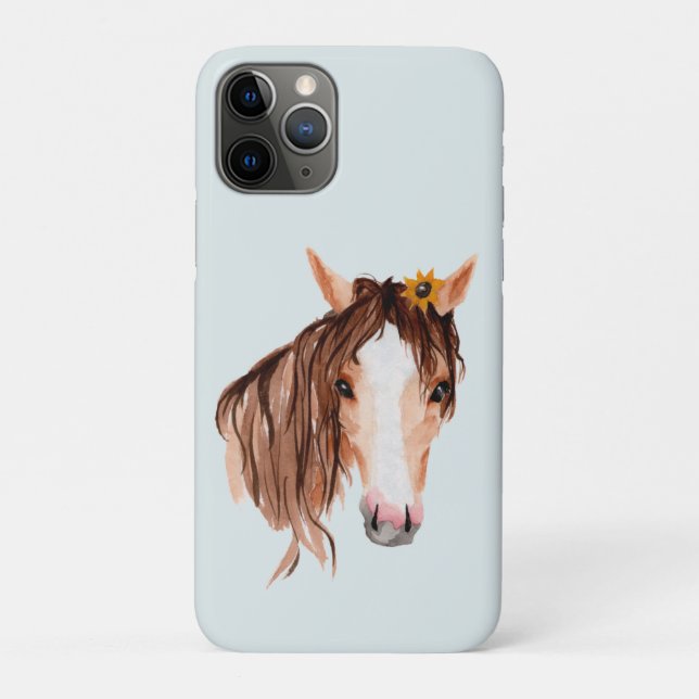 Coques Case-Mate iPhone Cheval d'aquarelle avec tournesol (Dos)
