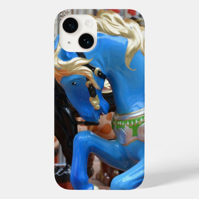 Coques Case-Mate iPhone Cheval de carrousel bleu (Verso)