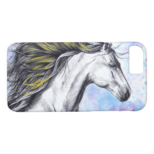 Coques Pour iPhone Cheval de course Aquarelle et Encre Équine art