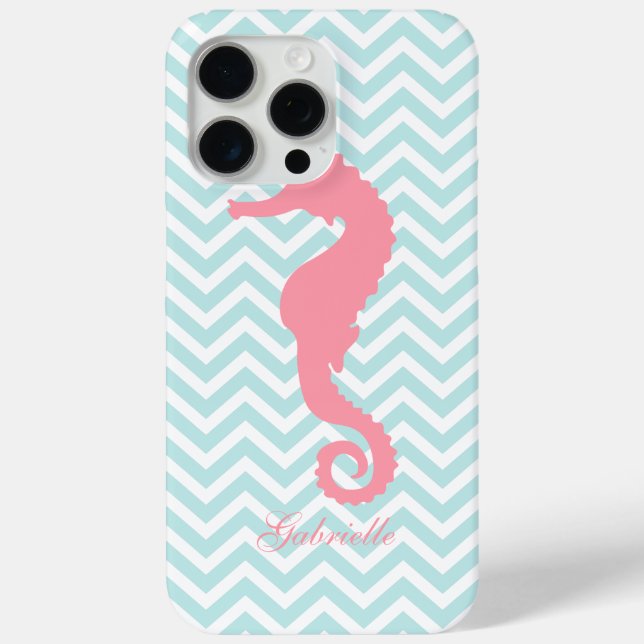 Coques Case-Mate iPhone Cheval de mer à la menthe et rose (Verso)