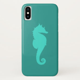Coque iPhone X Cheval de mer Turquoise