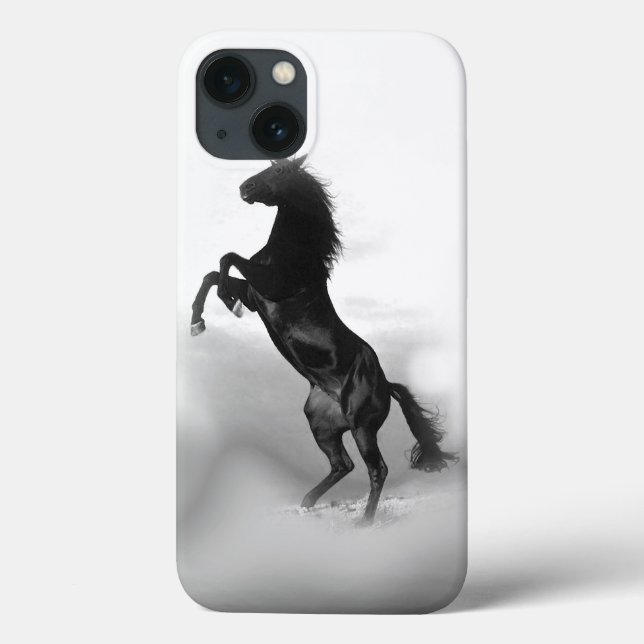 Coques Case-Mate iPhone Cheval d'élevage blanc noir Silhouette (Verso)