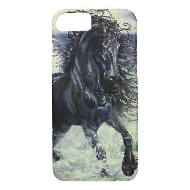 Coques Case-Mate iPhone Cheval frison et noir d'étalon de beauté, ressacs (Dos)