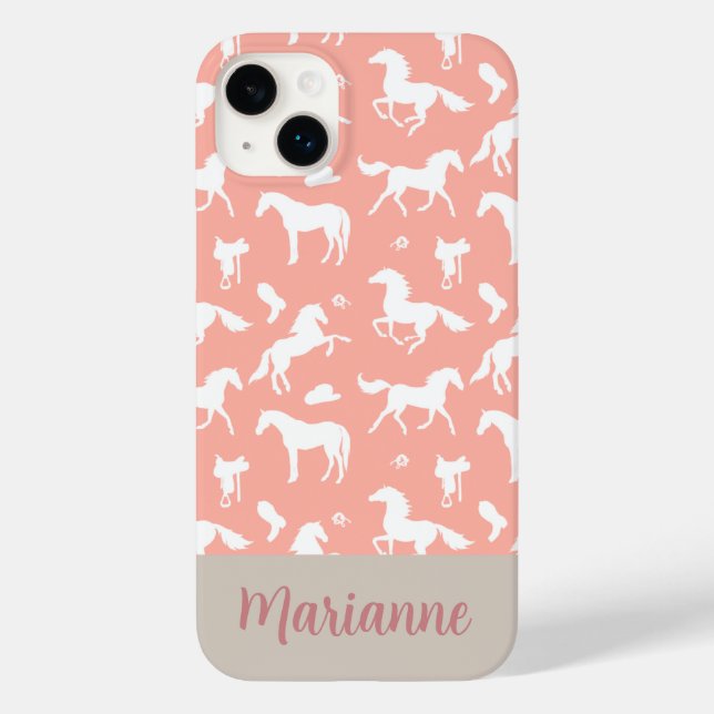 Coques Case-Mate iPhone Cheval Pêche Motif cavalier Nom personnalisé (Verso)