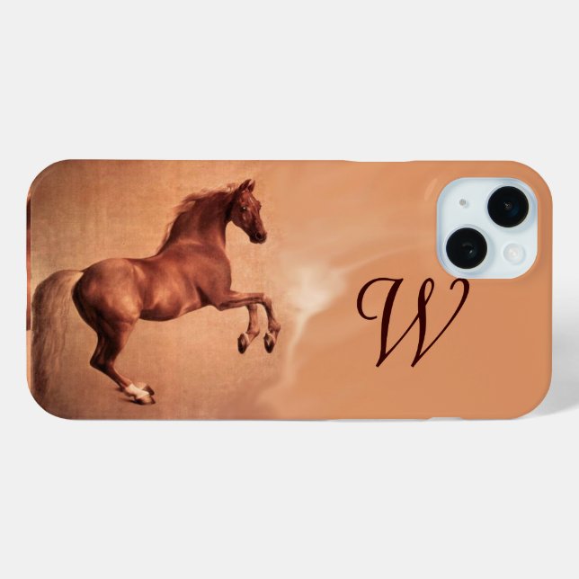 Coques Case-Mate iPhone CHEVAL ROUGE Antique Pink Monogramme (Verso (horizontal))