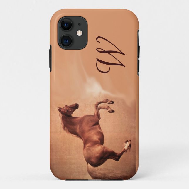 Coques Case-Mate iPhone CHEVAL ROUGE Monogramme de parchemin (Dos)
