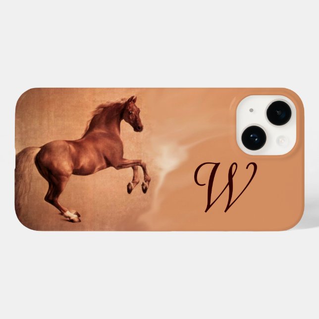 Coques Case-Mate iPhone CHEVAL ROUGE Monogramme de parchemin (Verso (horizontal))