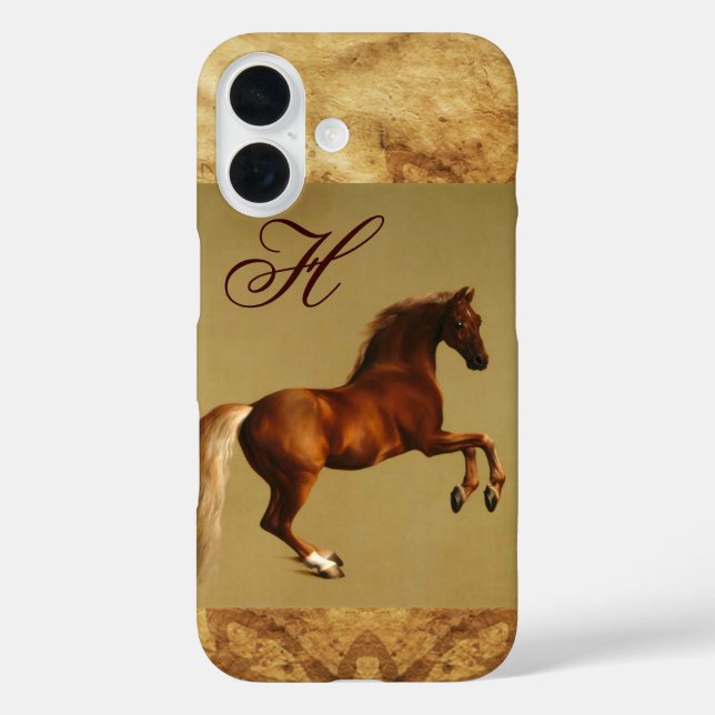 Coques Case-Mate iPhone CHEVAL ROUGE Monogramme de parchemin (Verso)