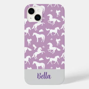 Coque Pour iPhone 14 Plus Cheval Violet Motif Rider Nom personnalisé