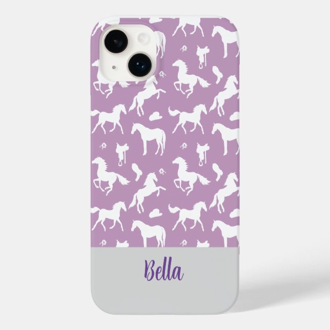 Coques Case-Mate iPhone Cheval Violet Motif Rider Nom personnalisé (Verso)