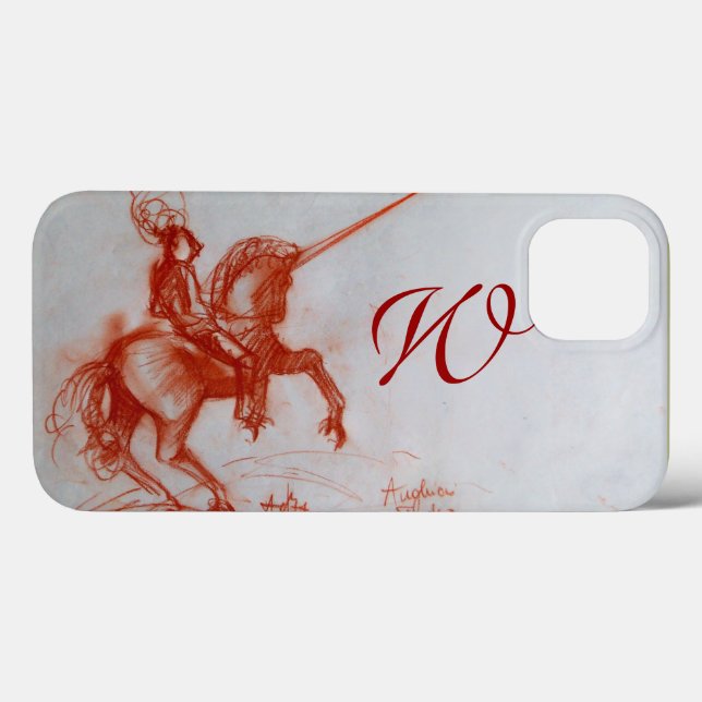 Coques Case-Mate iPhone CHEVALIER FLORENTINE SUR HORSEBACK Sepia Monogramm (Verso (horizontal))