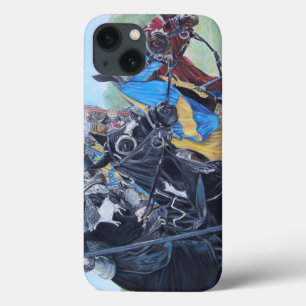 Etui iPhone 13 chevaliers médiévaux jouant sur l'art historique d