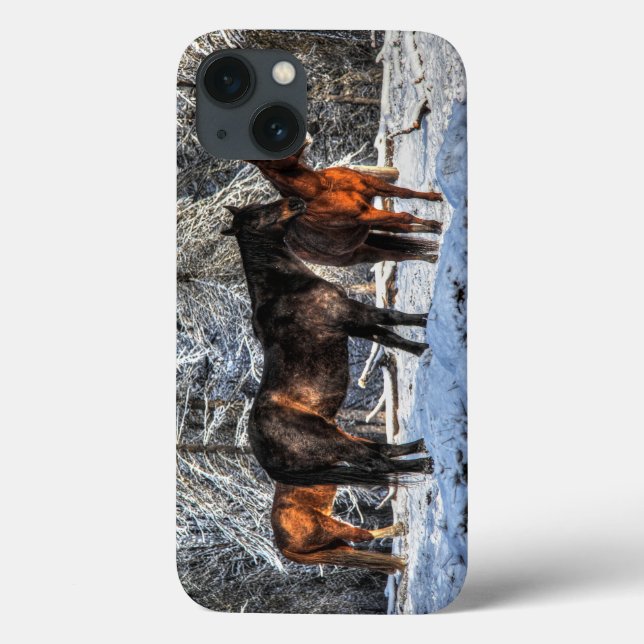 Coques Case-Mate iPhone Chevaux en hiver Équine de neige Photo (Verso)