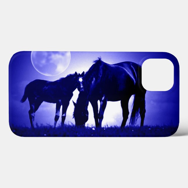 Coques Case-Mate iPhone Chevaux et nuit bleue (Verso (horizontal))