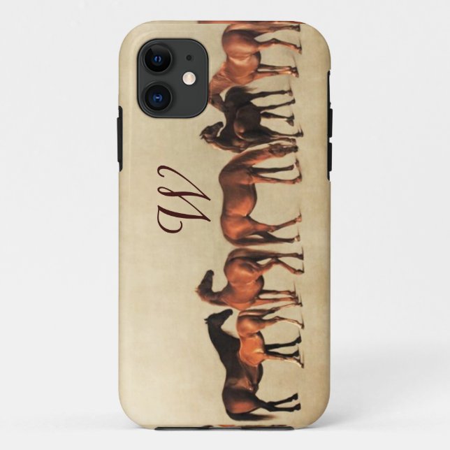 Coques Case-Mate iPhone CHEVAUX / MARES ET FOLS Monogramme (Dos)
