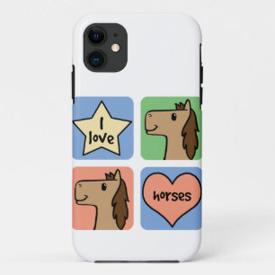 Coque iPhone 11 Chevaux mignons d'amour du clipart (images