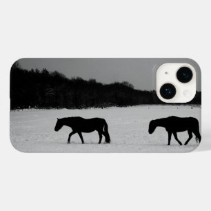 Coque Pour iPhone 14 Chevaux Sur Iphcna Neige