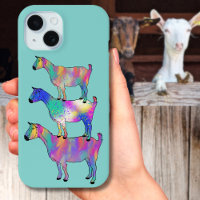 Chèvres drôles Art d'animaux de ferme colorés